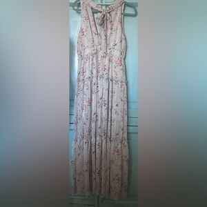 Chic Floral Maxi Dress in Blue and Pink